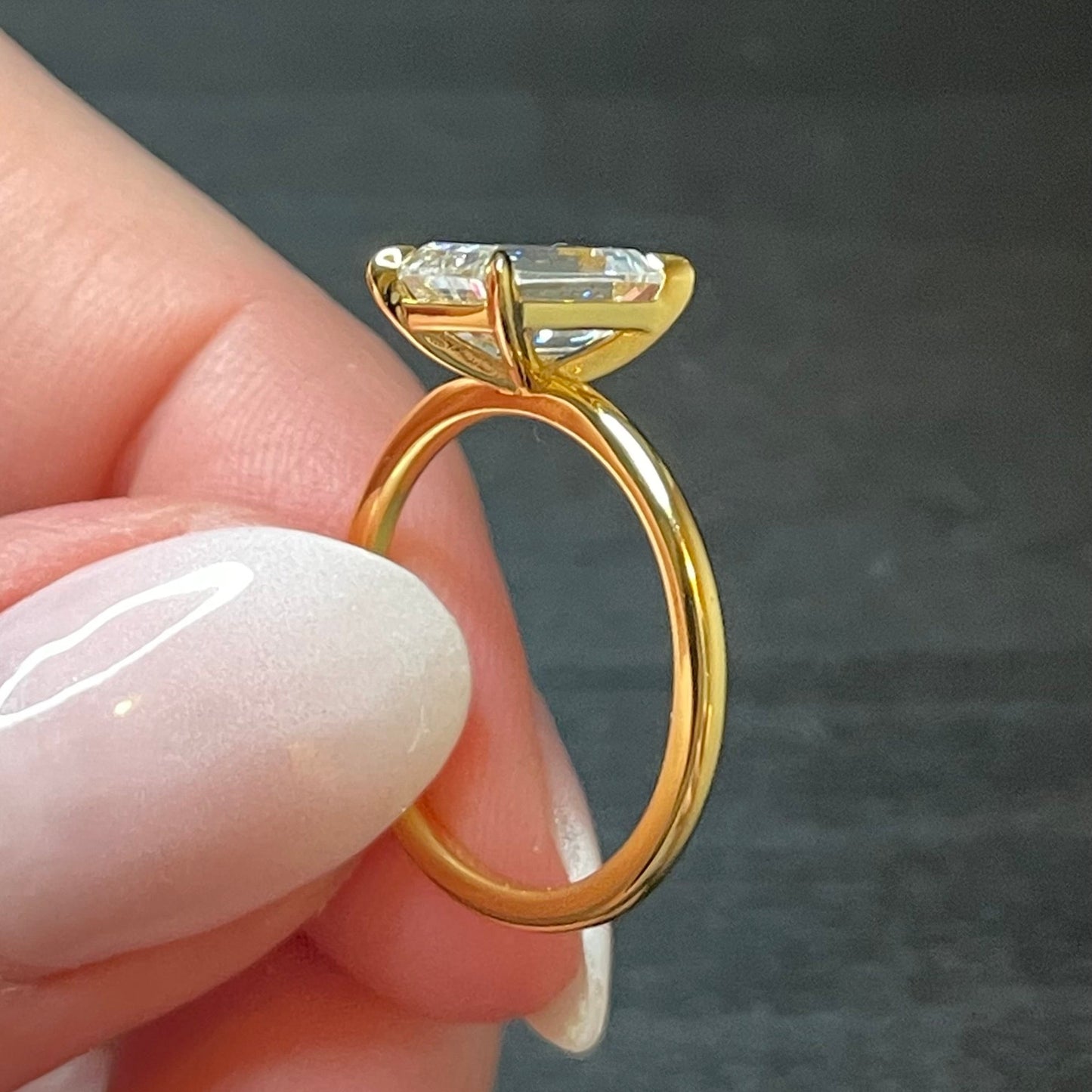 2CT Yellow Gold Emerald Travel Engagement Ring