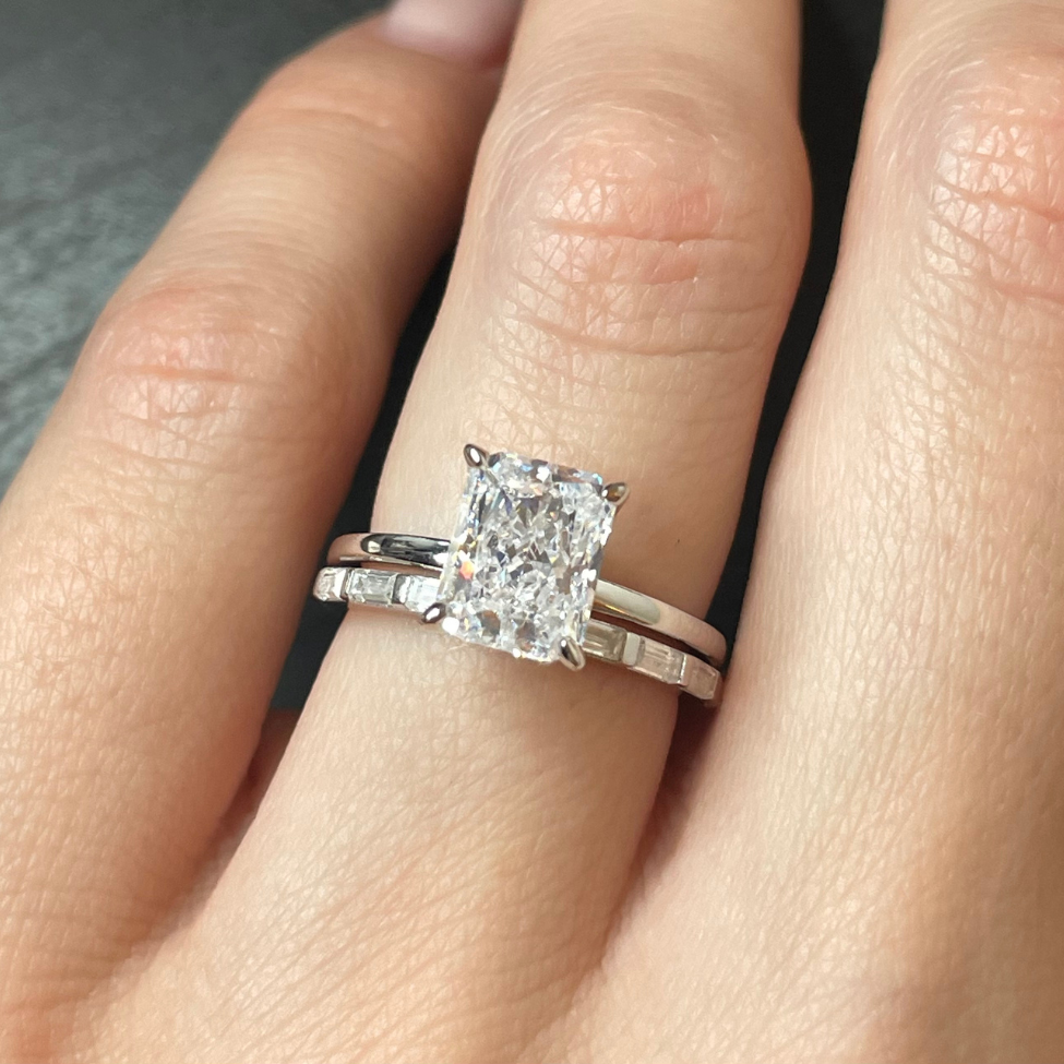 Silver Baguette Wedding Band