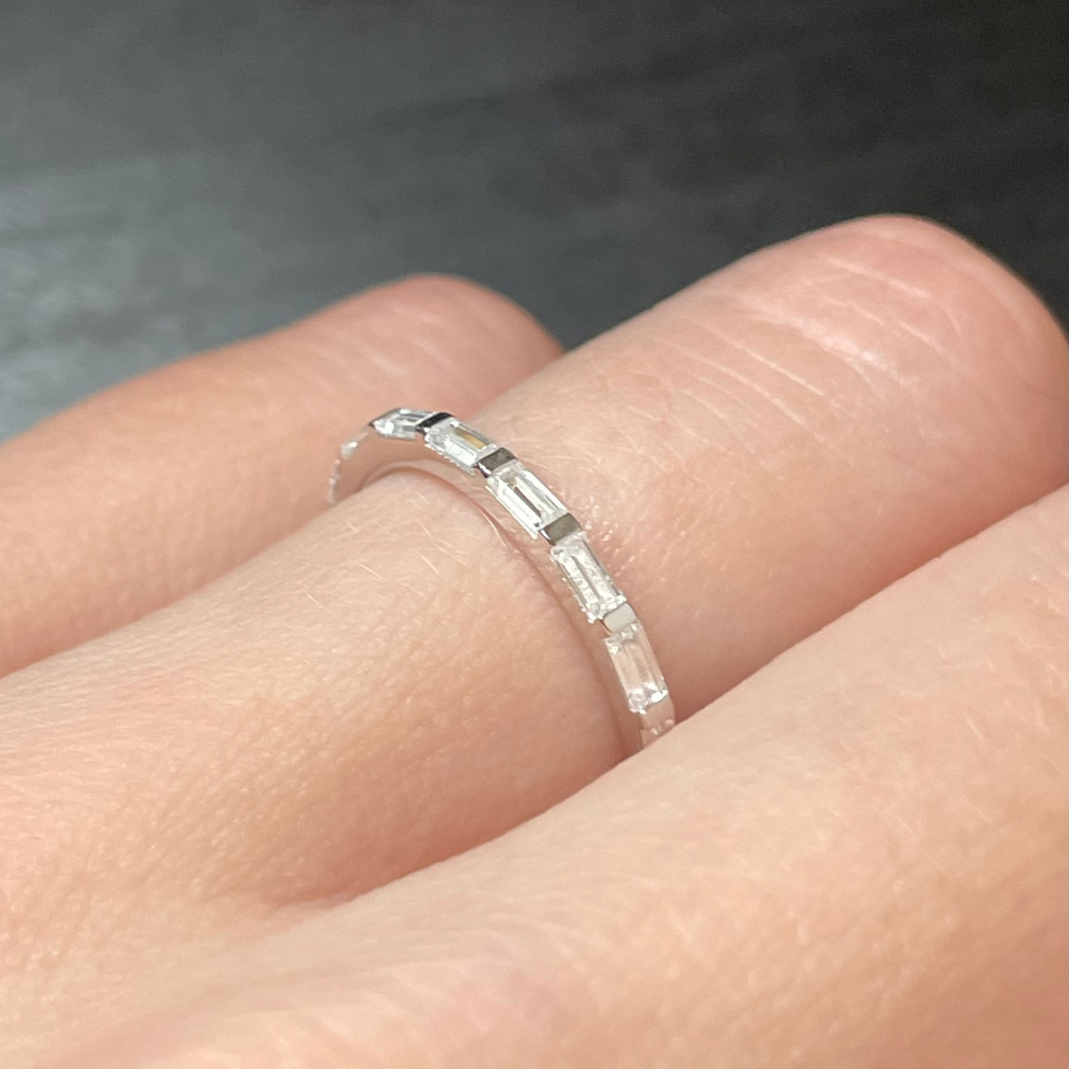 Silver Baguette Wedding Band