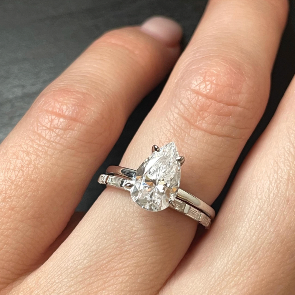 Silver Baguette Wedding Band