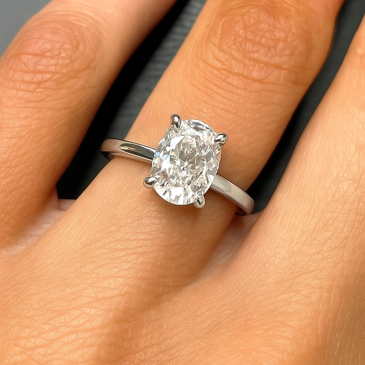 2CT Silver Gold Oval Travel Engagement Ring With Hidden Halo