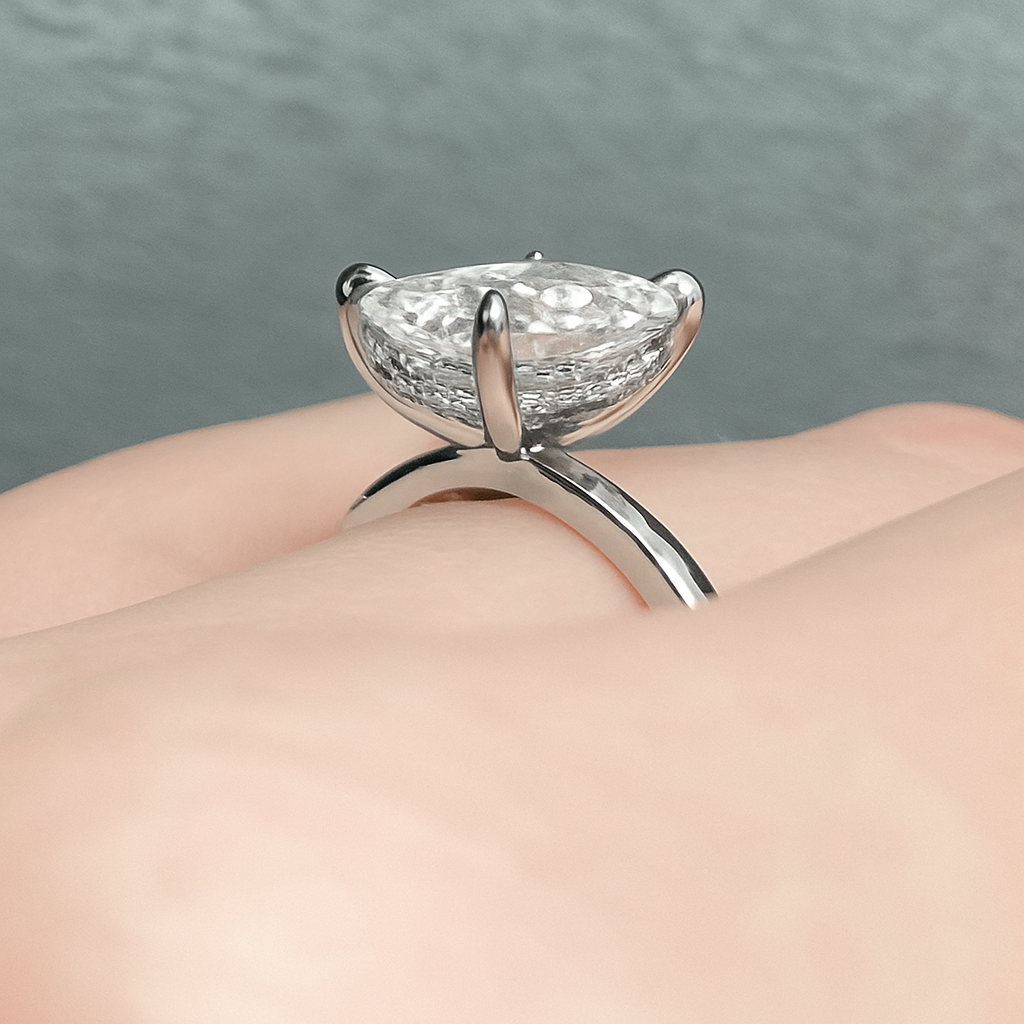 2CT Silver Radiant Travel Engagement Ring with Hidden Halo