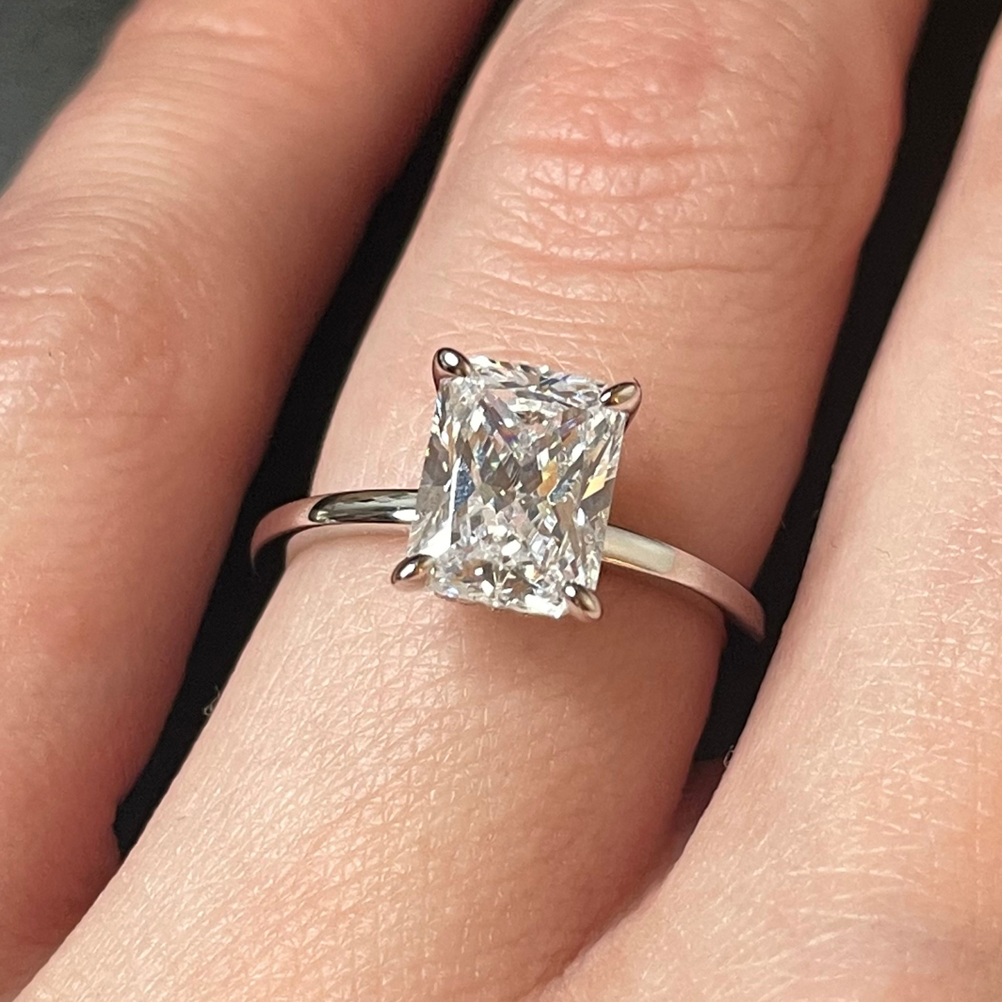2CT Radiant Travel Engagement Ring with Hidden Halo