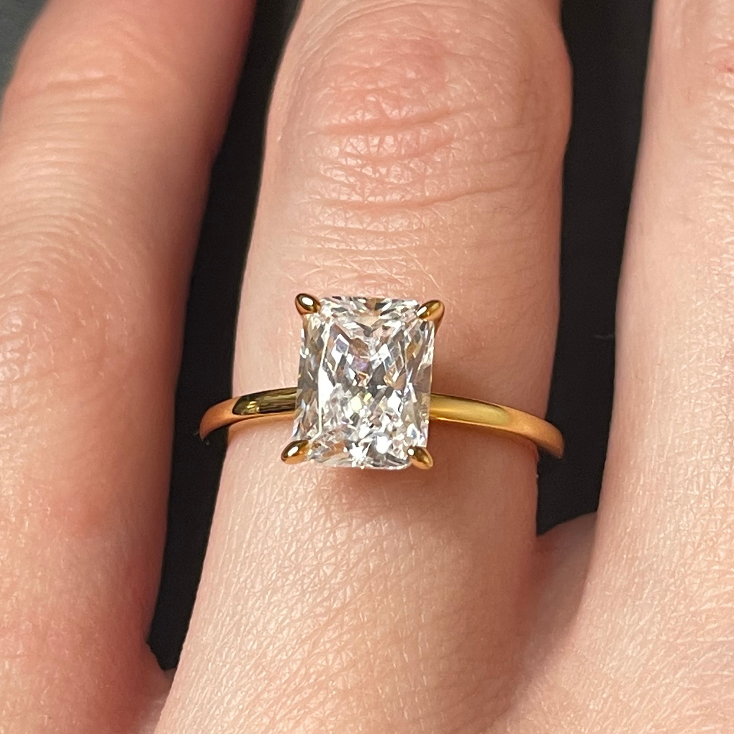 2CT Radiant Travel Engagement Ring with Hidden Halo